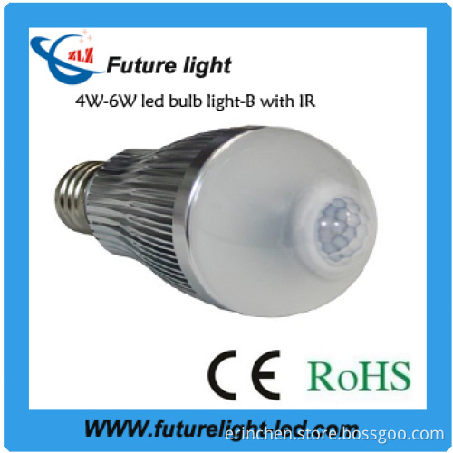 6w aluminum led bulb light with IR
